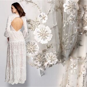 Dress The Population Maxi Gown Cut Out Floral Appliqué Romantic Lyra Embellished